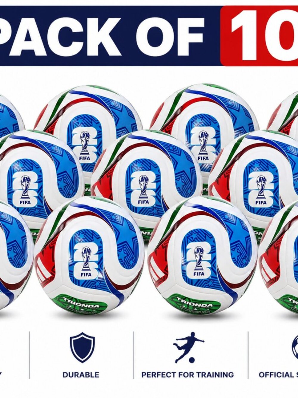 Adidas FIFA World Cup 2026 Trionda Club Soccer Ball Size 5 pack of 10